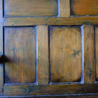 19th Century Welsh Oak Settle Bench with Painted Panels and Storage Chest