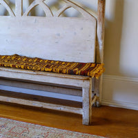 19th Century Gothic Painted Pine Hall Bench with Gothic Fretwork and Original Painted Finish