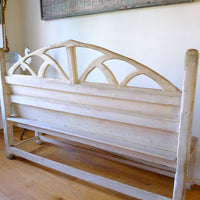 Back of the 19th Century Gothic Painted Pine Hall Bench with Gothic Fretwork and Original Painted Finish
