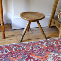Early 19th Century Vernacular Three Legged Sycamore Dairy Stool with Dished Seat