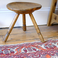 19th Century Vernacular Three Legged Sycamore Dairy Stool with Dished Seat