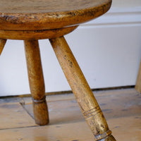 19th Century Vernacular Three Legged Sycamore Dairy Stool with Dished Seat