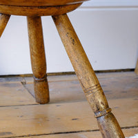 19th Century Vernacular Three Legged Sycamore Dairy Stool with Dished Seat
