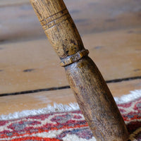 incised rings on ab Early 19th Century Vernacular Three Legged Sycamore Dairy Stool with Dished Seat