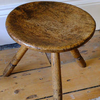 19th Century Vernacular Three Legged Sycamore Dairy Stool with Dished Seat