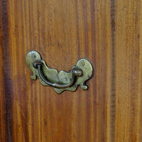 Padauk grain on a Late Georgian Anglo-Chinese Padauk Chest of Drawers with Mitred Face Frame and Original Brass Side Carrying Handles