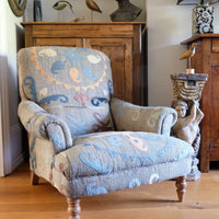Howard & Son Style Armchair in Suzani Kilim Upholstery
