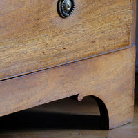 Late Georgian Anglo-Chinese Padauk Chest of Drawers with Mitred Face Frame and Original Brass Side Carrying Handles
