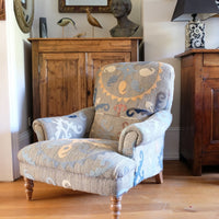 Howard & Son Style Armchair in Suzani Kilim Upholstery