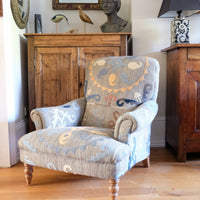 Howard & Son Style Armchair in Suzani Kilim Upholstery