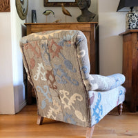 Howard & Son Style Armchair in Suzani Kilim Upholstery