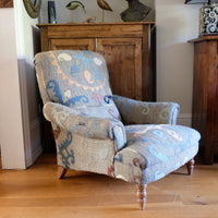 Howard & Son Style Armchair in Suzani Kilim Upholstery