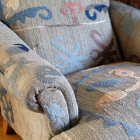 Howard & Son Style Armchair in Suzani Kilim Upholstery