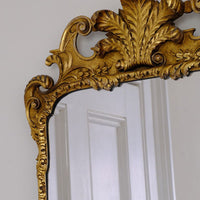 Edwardian Queen Anne Revival carved giltwood wall mirror with Prince of Wales feather crest, c.1900-