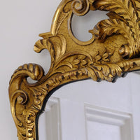 Edwardian Queen Anne Revival carved giltwood wall mirror with Prince of Wales feather crest, c.1900
