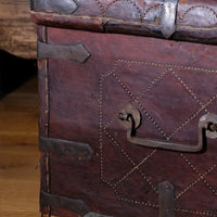 18th Century Leather & Iron Coaching Trunk