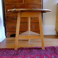 19th Century Pine Cricket Supper Table for Two with Triangular Under-Tier Shelf