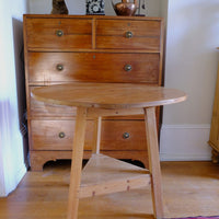 19th Century Pine Cricket Supper Table for Two with Triangular Under-Tier Shelf