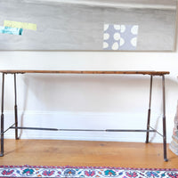 Mid-Century Industrial Console Table in Old Pine and Rustic Iron