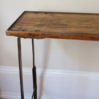 Mid-Century Industrial Console Table in Old Pine and Rustic Iron