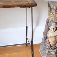 Mid-Century Industrial Console Table in Old Pine and Rustic Iron