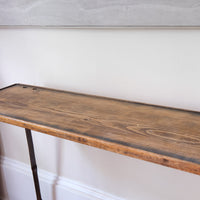 Mid-Century Industrial Console Table in Old Pine and Rustic Iron