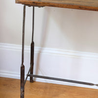 Mid-Century Industrial Console Table in Old Pine and Rustic Iron