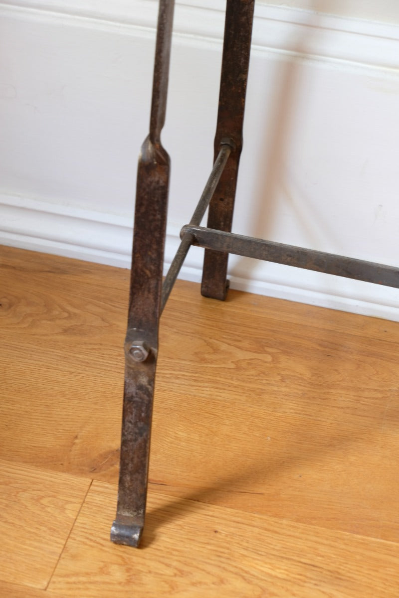Contemporary wrought iron pine console table rustic industrial style