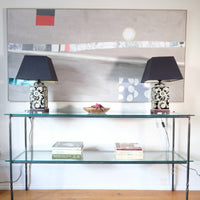 Patinated Wrought Iron & Glass Console Table