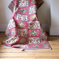 Vintage Handwoven Persian Silk Soumak Animal Rug, 118 x 190 cm