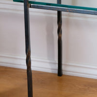 Patinated Wrought Iron & Glass Console Table