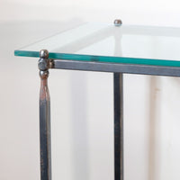 Patinated Wrought Iron & Glass Console Table