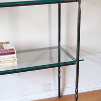 Patinated Wrought Iron & Glass Console Table