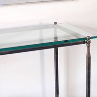 Patinated Wrought Iron & Glass Console Table