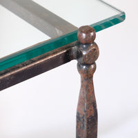 Patinated Wrought Iron & Glass Console Table
