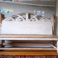 19th Century Gothic Painted Pine Hall Bench with Fretwork Detail