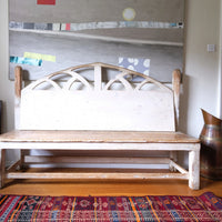 19th Century Gothic Painted Pine Hall Bench with Fretwork Detail