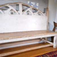 19th Century Gothic Painted Pine Hall Bench with Fretwork Detail