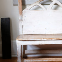 19th Century Gothic Painted Pine Hall Bench with Fretwork Detail