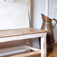 19th Century Gothic Painted Pine Hall Bench with Fretwork Detail