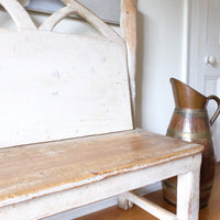 19th Century Gothic Painted Pine Hall Bench with Fretwork Detail
