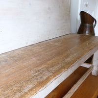 19th Century Gothic Painted Pine Hall Bench with Fretwork Detail