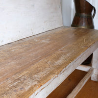 19th Century Gothic Painted Pine Hall Bench with Fretwork Detail