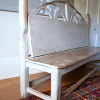 19th Century Gothic Painted Pine Hall Bench with Fretwork Detail