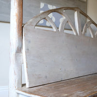 19th Century Gothic Painted Pine Hall Bench with Fretwork Detail