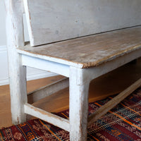 19th Century Gothic Painted Pine Hall Bench with Fretwork Detail