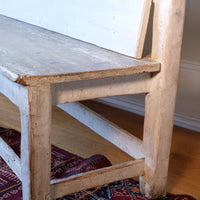 19th Century Gothic Painted Pine Hall Bench with Fretwork Detail
