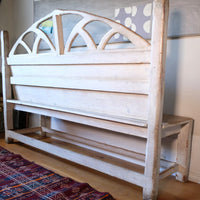 19th Century Gothic Painted Pine Hall Bench with Fretwork Detail