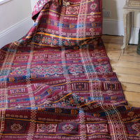 Monumental mid-20th century Moroccan Berber flatweave rug with red and indigo geometric patterns
