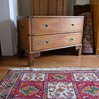 Early to mid-19th century mahogany two-drawer campaign chest viewed from the front